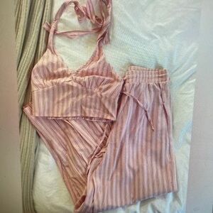 Pink Striped Women's Sleepwear Set